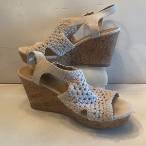 Jelly Pop braided cream wedge shoes size 9 1/2